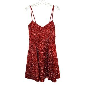 Alyce Paris 3116 A-Line Spaghetti Strap Sequin Short Dress Red Size 12 New